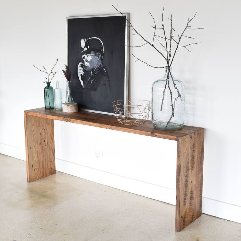 Reclaimed Wood Console Table / Modern Plank Entryway Table Etsy