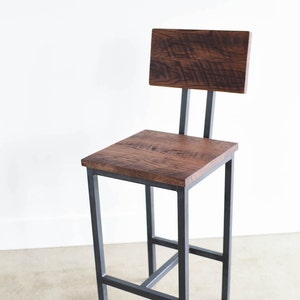 Reclaimed Wood Stool With Industrial Steel Base image 3