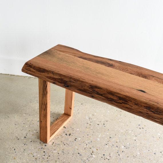 Live Edge Bench Made From Reclaimed Wood Entryway Bench Etsy