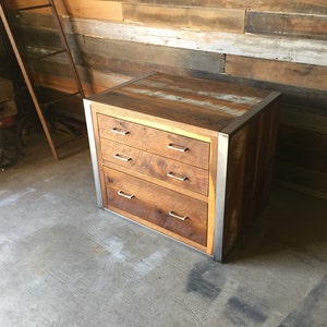 Reclaimed Wood File Cabinet / Industrial Reclaimed File Cabinet image 2