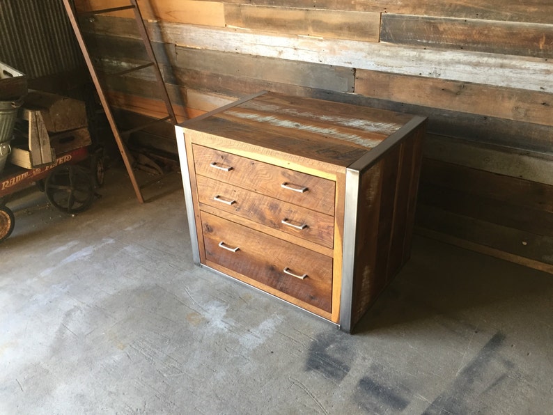 Reclaimed Wood File Cabinet / Industrial Reclaimed File Cabinet image 2