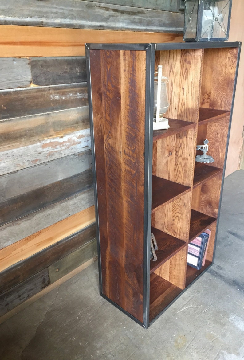 Reclaimed Wood Double Cube Bookcase Bookshelf Bookshelves Etsy