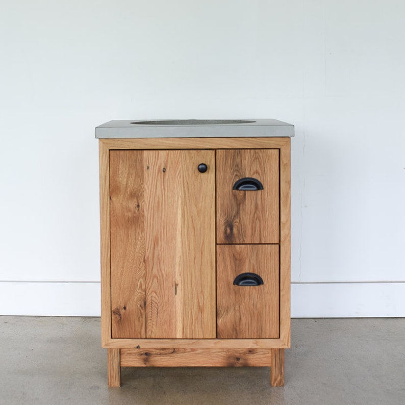 Small Bathroom Vanity / 30 Reclaimed Wood 2-Drawer Vanity / Single Sink Console image 2