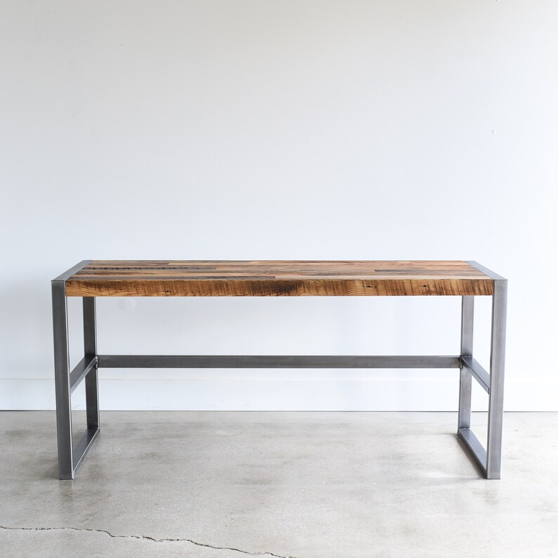 Reclaimed Wood Desk With Metal Frame Base / Industrial Reclaimed Desk image 5