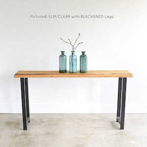 Industrial Console Table / Reclaimed Wood Entryway Table with H-Shaped Metal Legs image 7