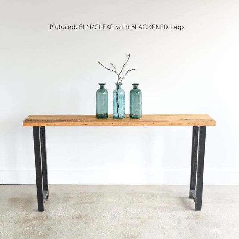 Industrial Console Table / Reclaimed Wood Entryway Table with H-Shaped Metal Legs image 7