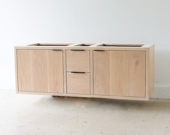 Floating Bathroom Vanity Cabinet made from Reclaimed Wood / Double Sink Console