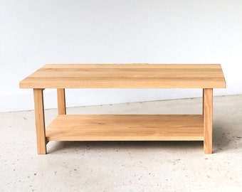 Solid Wood Coffee Table with Lower Shelf