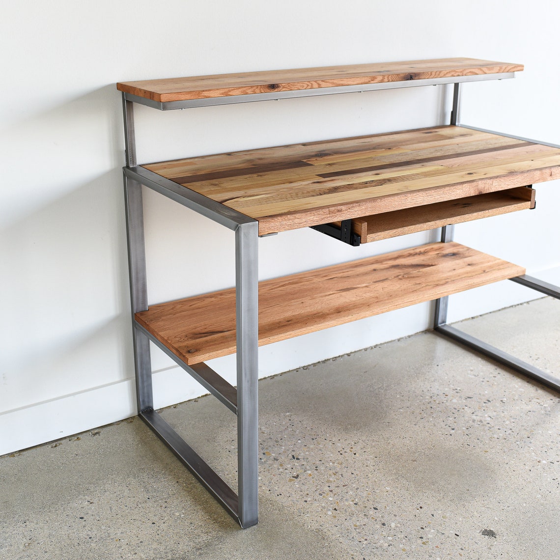 Reclaimed Wood Desk / Keyboard Tray Etsy