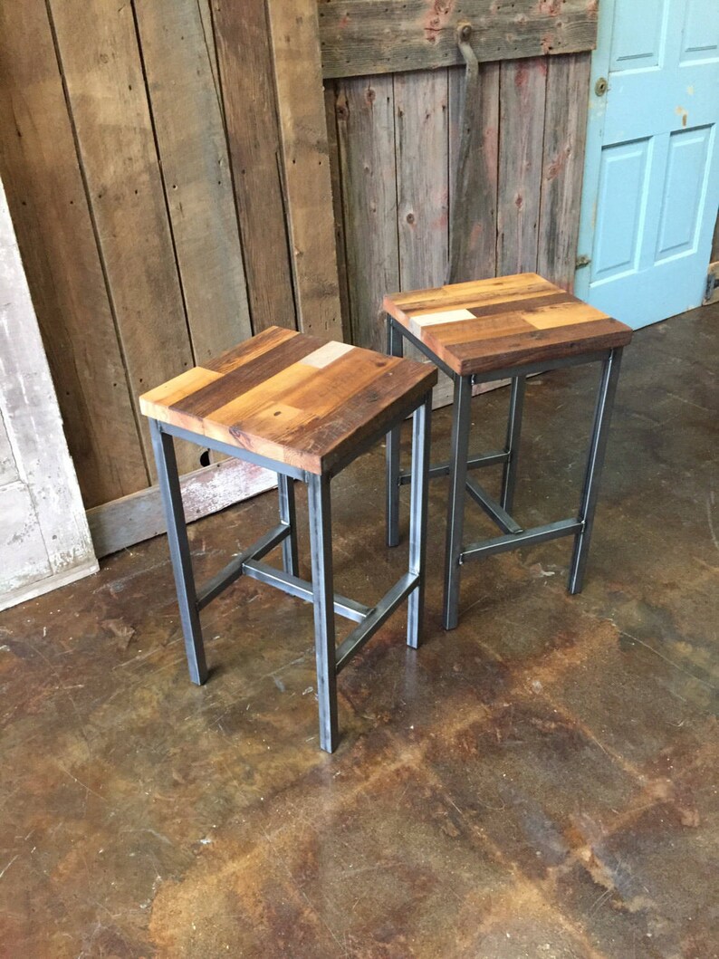 Reclaimed Wood Patchwork Barn Bar Stools Image 0