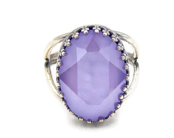 Lavender Austrian Crystal Statement Cocktail Ring, Adjustable Blucha™ Georgian Regency Vintage Style Limited Edition Jewellery, UK Handmade