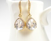 Brincos de lágrima de noiva de cristal dourado, joias estilo vintage Blucha™ para casamento e ocasiões especiais, presentes de dama de honra, feitos à mão no Reino Unido