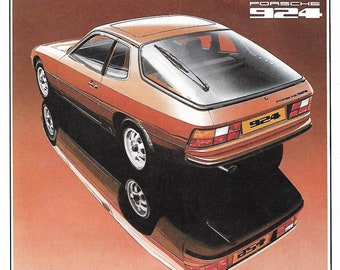 Porsche 924 Car Print 1979, Original Advertising Wall Art