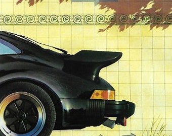 Porsche Car Print 1986, Original Advertising Wall Art