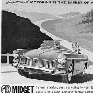 MG Midget Car Print 1962, Advertising Wall Art