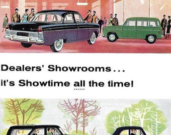 Ford Car Print 1958, Original Advertising Wall Art