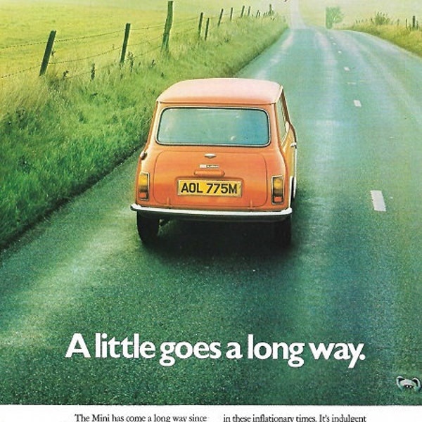 Mini Car Print 1974, Advertising Wall Art