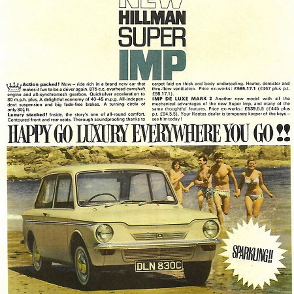 Hillman Imp Car Print 1965, Advertising Wall Art