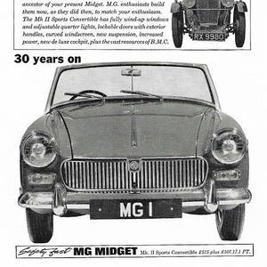 MG Midget Car Print 1964, Advertising Wall Art