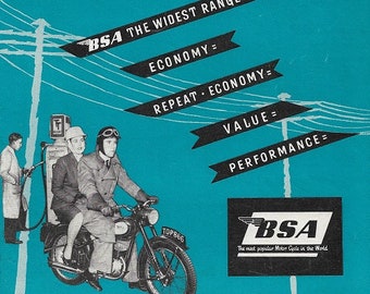 BSA Motor Cycle Print 1957, Advertising Wall Art