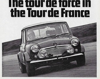 Mini Cooper Car Print 1969, Original Advertising Wall Art