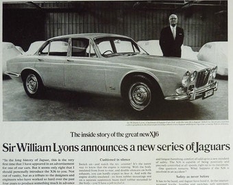 Jaguar Car Print 1968, Original Advertising Wall Art