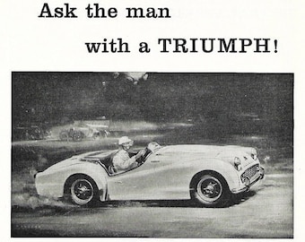 Triumph TR3 Car Print 1958, Original Advertising Wall Art