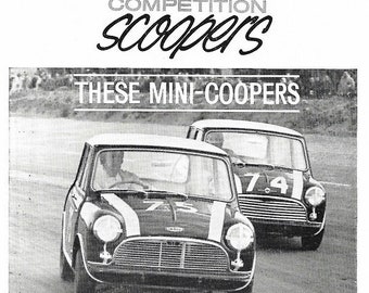 Mini Cooper Car Print 1962, Original Advertising Wall Art