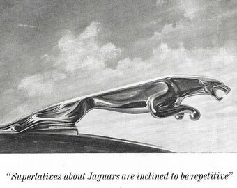 Jaguar Car Print 1965, Original Advertising Wall Art