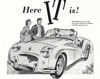 Triumph TR2 Car Print 1955, Arte de pared publicitario original