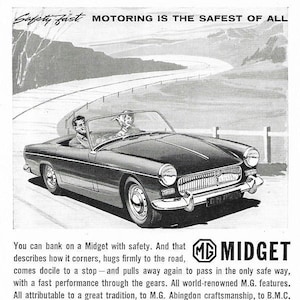 MG Midget Car Print 1962, Advertising Wall Art