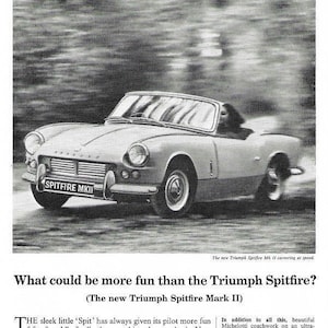 Triumph Spitfire Car Print 1965, Original Advertising Wall Art