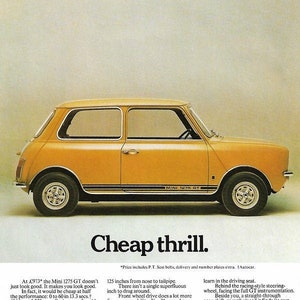 Mini Car Print 1972, Original Advertising Wall Art