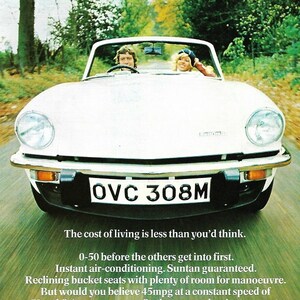 Triumph Spitfire Car Print 1974, Original Advertising Wall Art