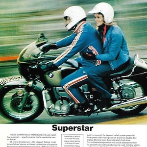BMW Motorcycle Print 1974, Original Advertising Wall Art