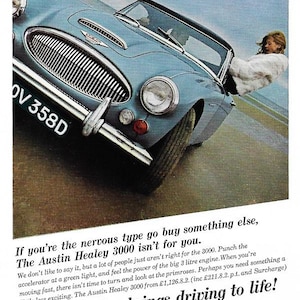 Austin Healey Car Print 1966, Original Advertising Wall Art