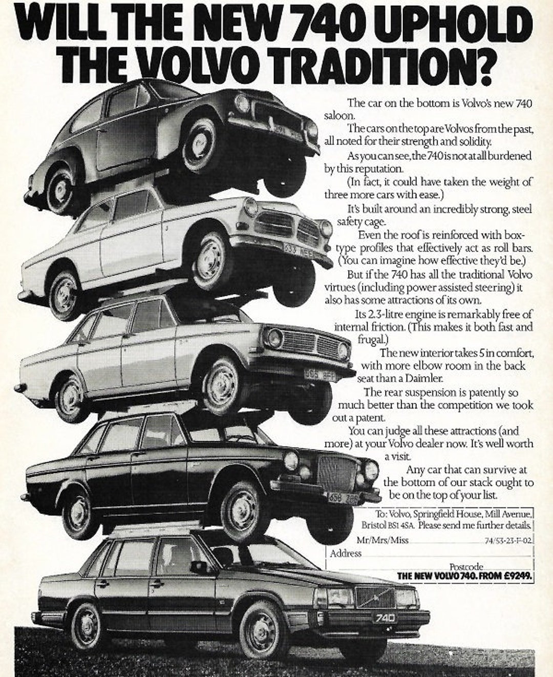 Volvo Car Print 1985, Original Advertising Wall Art - Etsy