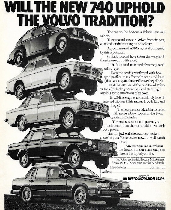 Volvo Car Print 1985, Original Advertising Wall Art - Etsy