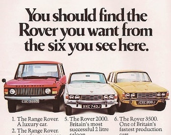 Range Rover Car Print 1970, Advertising Wall Art