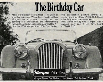 Morgan Car Print 1970, Original Advertising Desk Art