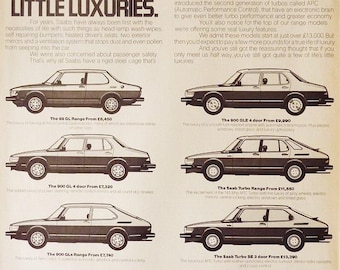 Saab Car Print 1983, Original Advertising Wall Art