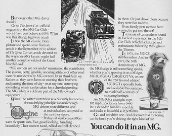 MG Car Print 1975, Advertising Wall Art