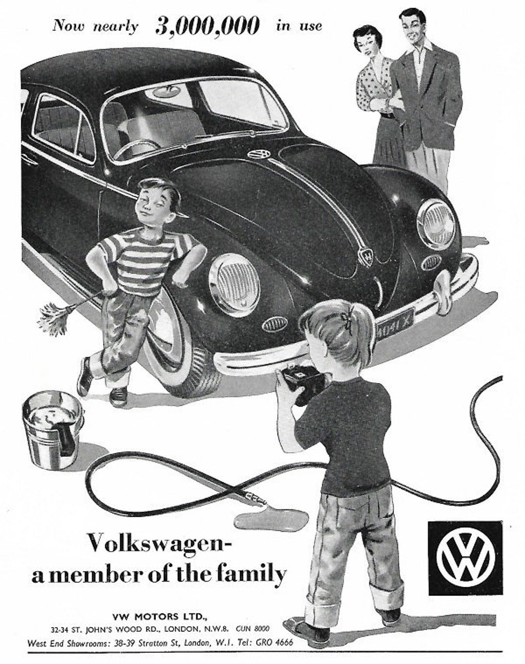 Volkswagen Beetle ポスター VW Beetle Car Print 1959, Original Advertising Wall Art - Etsy