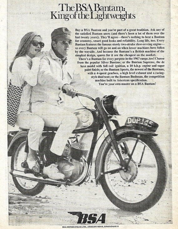 BSA Motorcycle Print 1967, Advertising Wall Art Australia