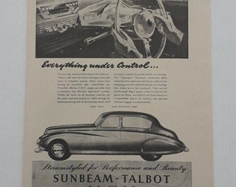 Original Sunbeam Talbot Advert from 1950 - Vintage Classic Car Ad Advertisement 80 90
