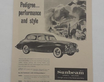 Original Sunbeam Mark III Advert from 1955 - Vintage Classic Car Ad Advertisement