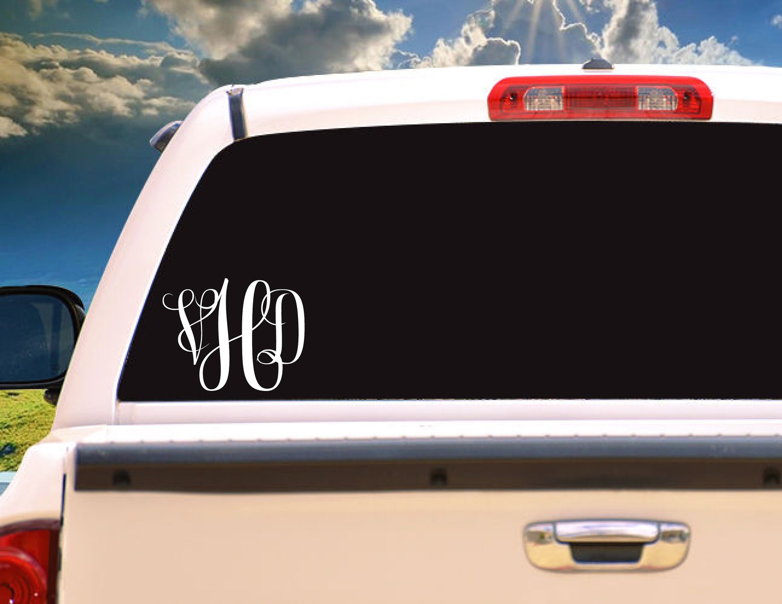 Vinyl Car Decal Name Initial Car Monogram Decal White Etsy