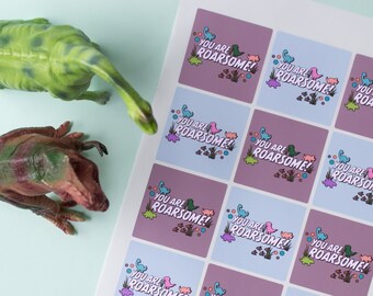 ¡Eres Roarsome! Hoja de pegatinas - 12x Pegatinas - Regalos de dinosaurios - Tema de cumpleaños - Fiesta infantil