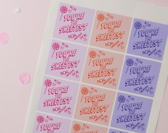 Eres la hoja de pegatinas más dulce - 12x Pegatinas - Regalos de agradecimiento - Día de San Valentín