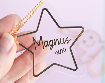 NOMBRE PERSONALIZADO Estrella Dorada - Adornos navideños - Decoraciones navideñas personalizadas